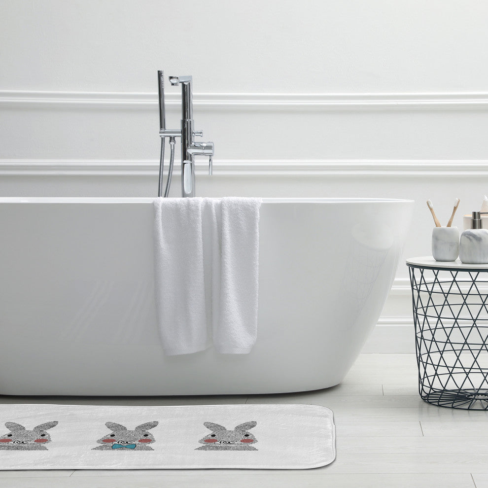 24" x 17" Bunny Triplets Bathmat, Explorer Blue