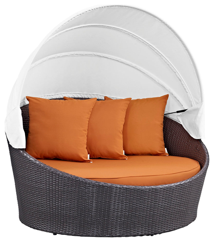 Espresso Orange Convene Canopy Outdoor Patio Daybed