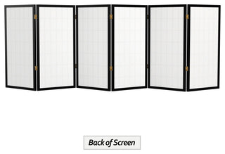 3' Tall Window Pane Shoji Screen, Black, 6 Panels