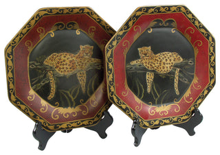 Leopard Plates and Plate Stands, Set of 2