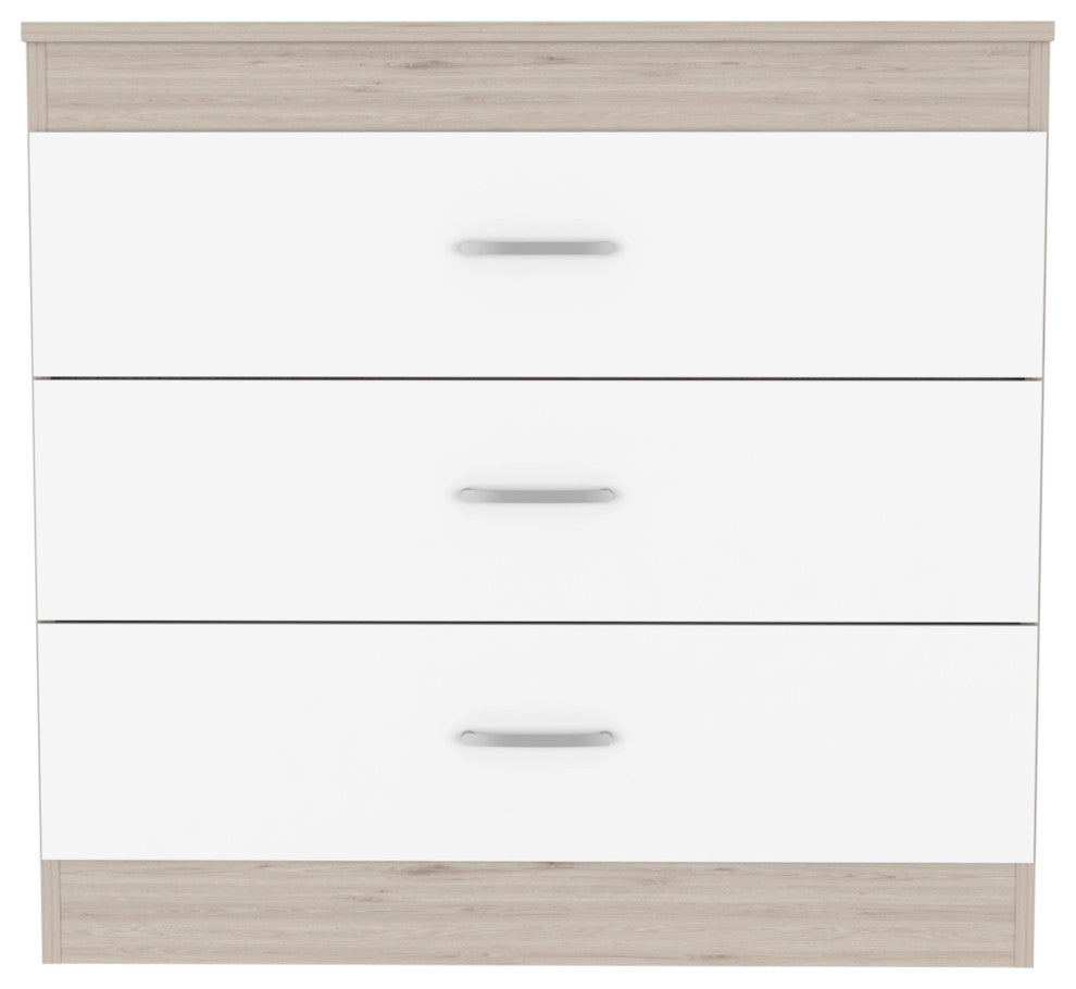 Cambridge Dresser with 3 Drawers, White/ Light Gray