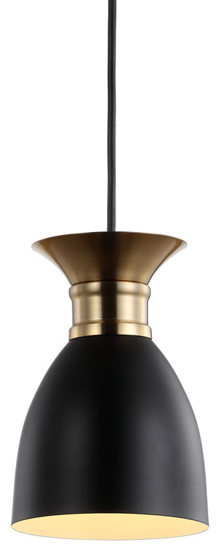 Edison Metal LED Pendant, Black, Brass Gold, Width: 5.75"