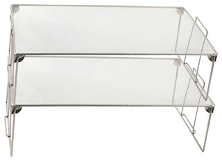 YBM Home Stackable Mesh Shelf Silver 22"x12"x6.5", 2-Pack
