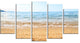 "Blue Seashore With Pebble Stones" Modern Seascape Wall Art, 5 Panels, 60"x32"