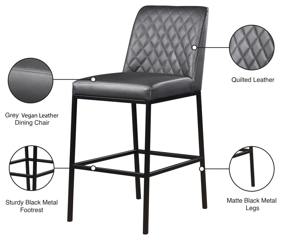 Bryce Faux Leather Upholstered Bar Stool, Set of 2, Gray
