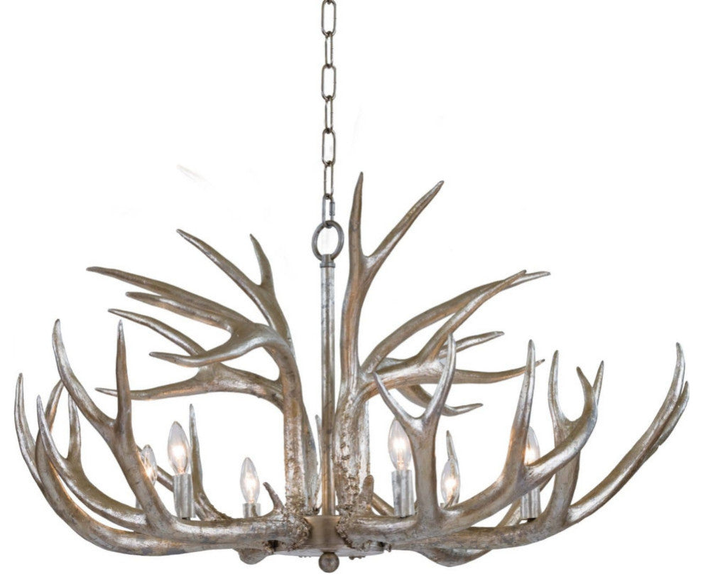 Antler Chandelier, Ambered Silver Leaf