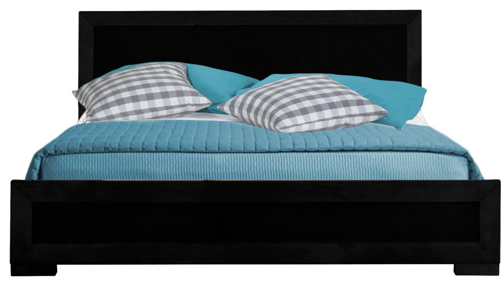Black Wood Full Platform Bed
