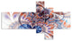 Gold Symmetrical Fractal Flower, Abstract Canvas Art Print, 60"x32", 5 panels
