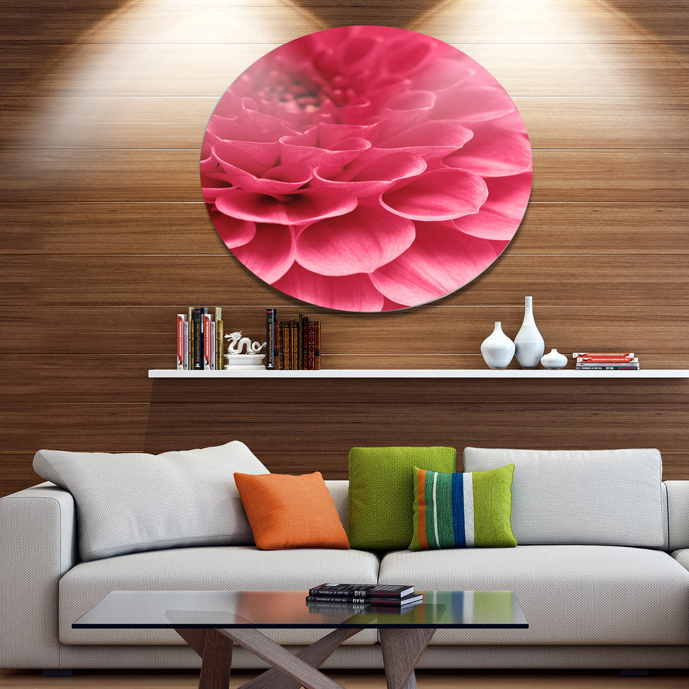 Soft Rose Abstract Flower Petals, Modern Floral Disc Metal Artwork, 36"