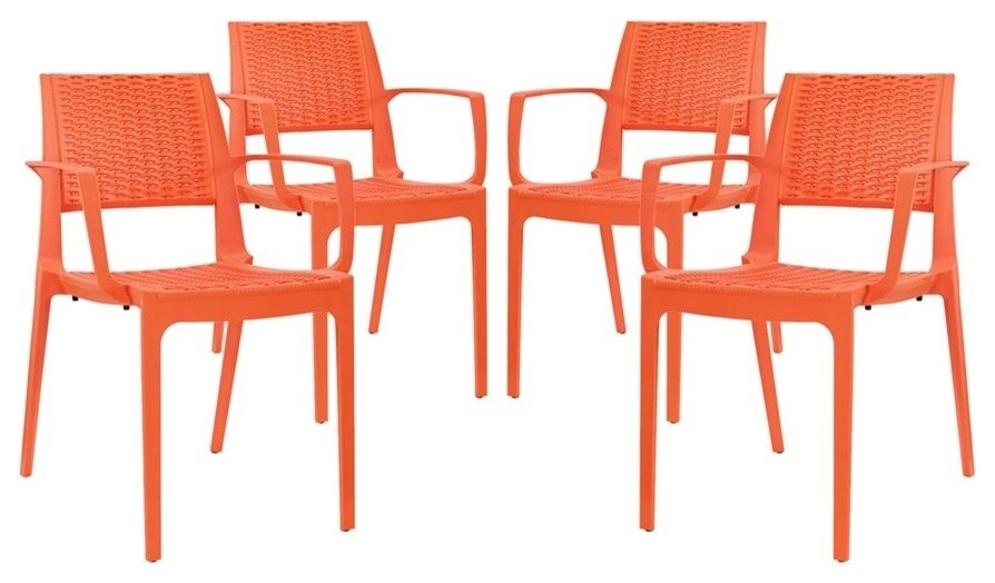 Modern Orange Astute Dining Set Set of 4
