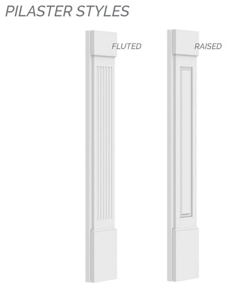 7"W x 96"H x 2 1/4"D with 16" Attached Plinth, Fluted Pilaster (each)
