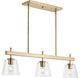 Saffert Collection 3-Light Vintage Brass Linear Island Chandelier Light