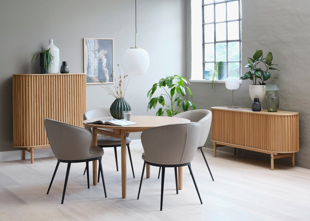 Mid-Century Modern Rounded Sliding Door Sideboard 63"W, Natural