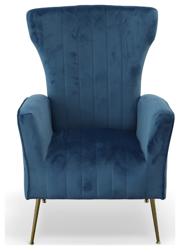 Cela Cream Velvet Upholstered Wingback Chair With Gold legs