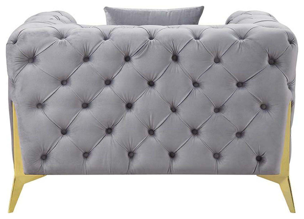 Velvet Upholstery Chair, Gray