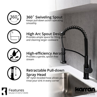 Karran Single-Handle Pull-Down Sprayer Kitchen Faucet, Matte Black
