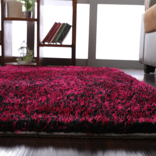 HAND TUFTED SHAG POLYESTER ECO-FRIENDLY AREA RUGS, Violet Black Color, Solid