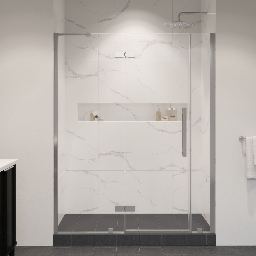 Tampa 57 3/4-60 1/16"Wx72"H Alcove Hinge Shower Door Satin Nickel