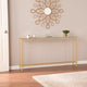 Fallon Narrow Long Console Table With Mirrored Top, Gold