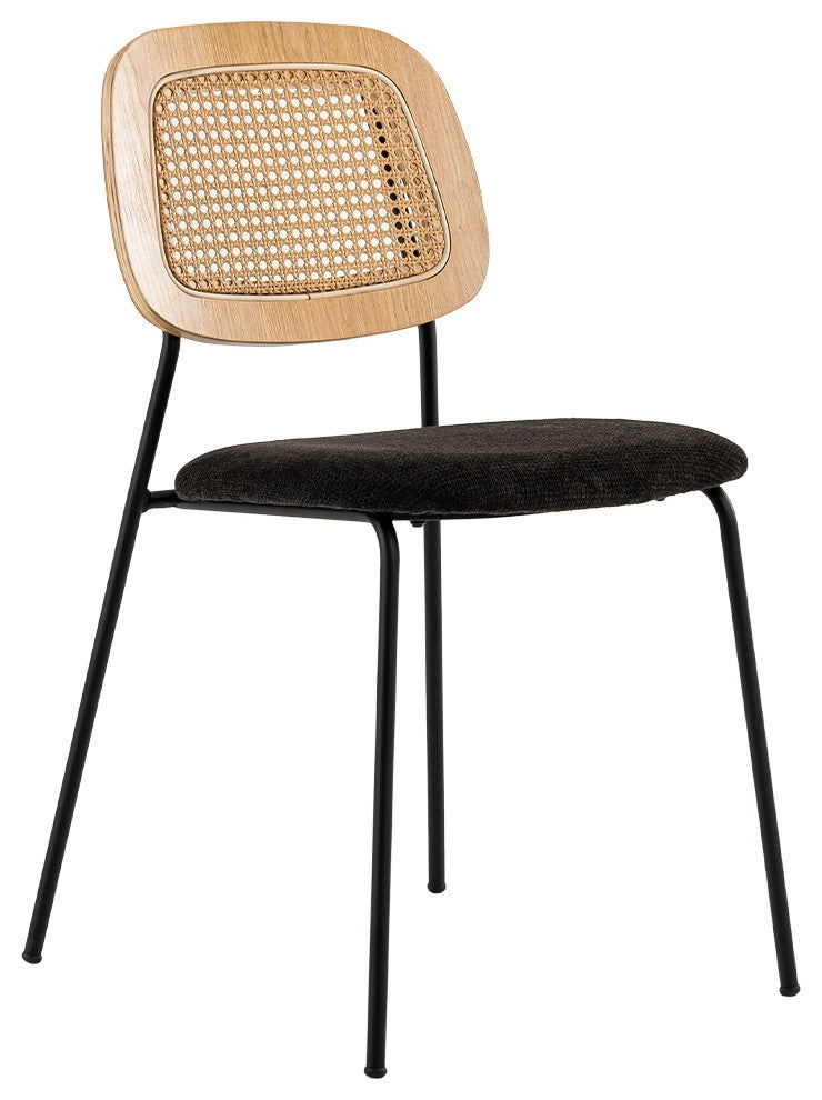 Modern Alizee Modern Rattan and Black Dining Chair Set of 2