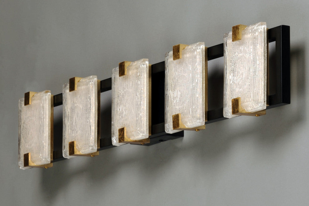 Maxim 39533 Radiant 5 Light 35" LED Bathroom Vanity Light - Black / Gold Leaf /