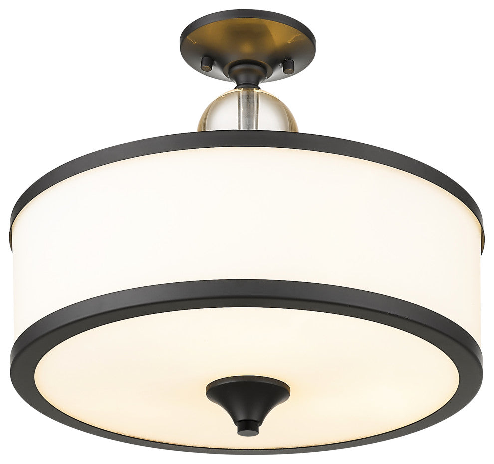 Zlite 307SF-MB 3-Light Semi Flush Mount, Etched White