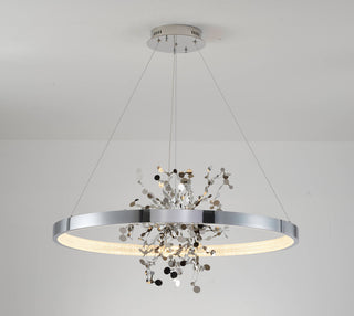 Stainless Steel LED Chandelier With Confetti Interior