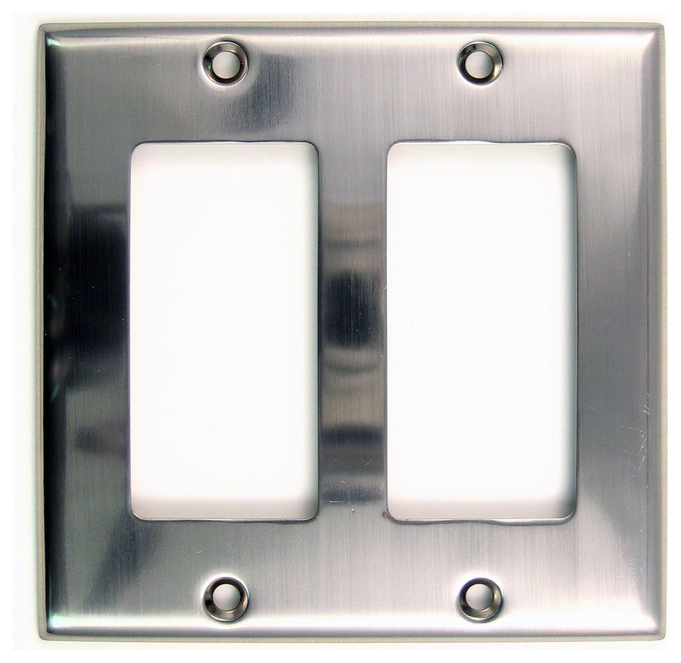 Double Rocker Switch Plate, Satin Nickel