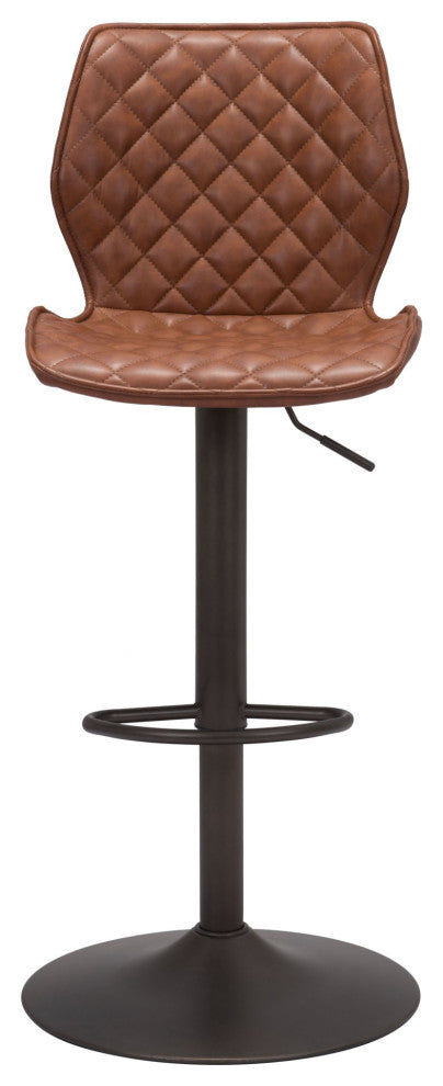 Bar Stool Chair Barstool, Faux Vinyl Leather, Steel, Vintage Brown, Bronze