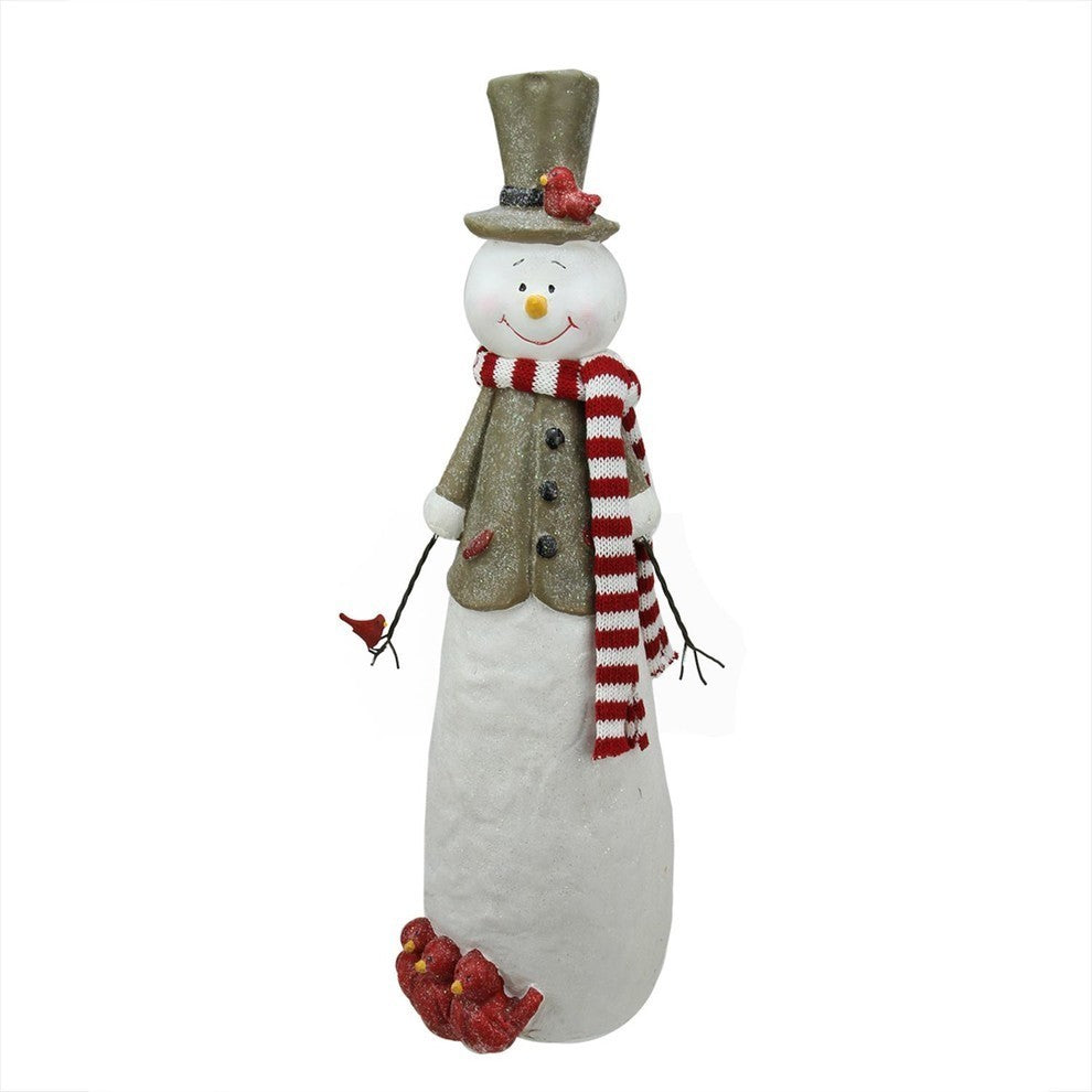 18.75" Snowman With Cardinal Birds Christmas Decoration