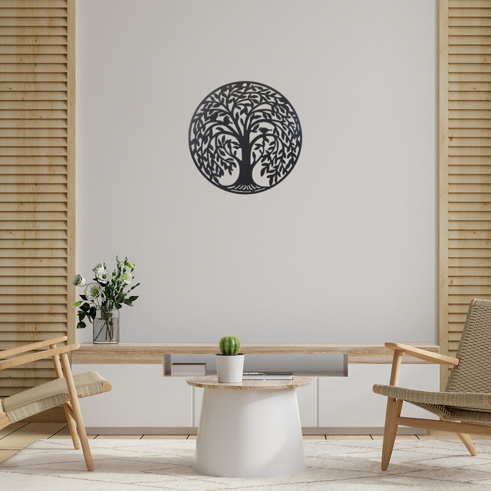 DecorShore 24" Round MetalWall Art Decorative Wall Sculpture Hanging Wall Decor