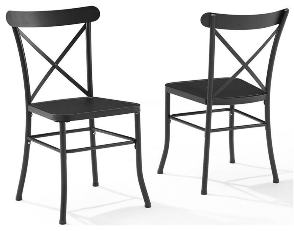 Afuera Living 18" Modern Metal Patio Dining Chair in Matte Black (Set of 2)