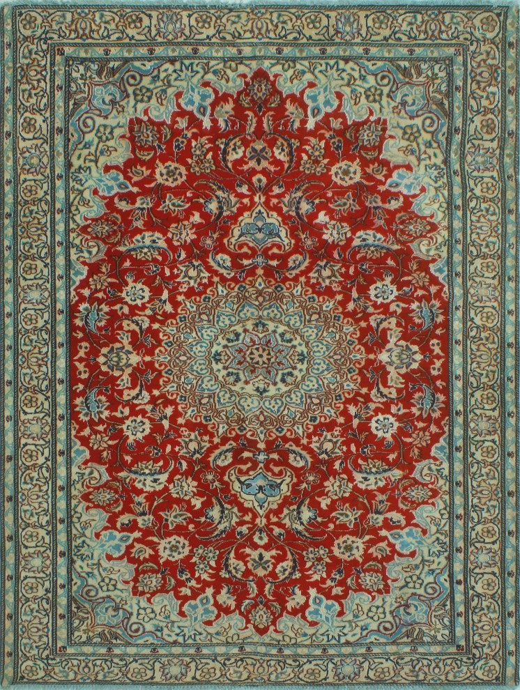 Fine Vintage Distressed Aristocr Red/Beige Rug, 5'1 x 6'5
