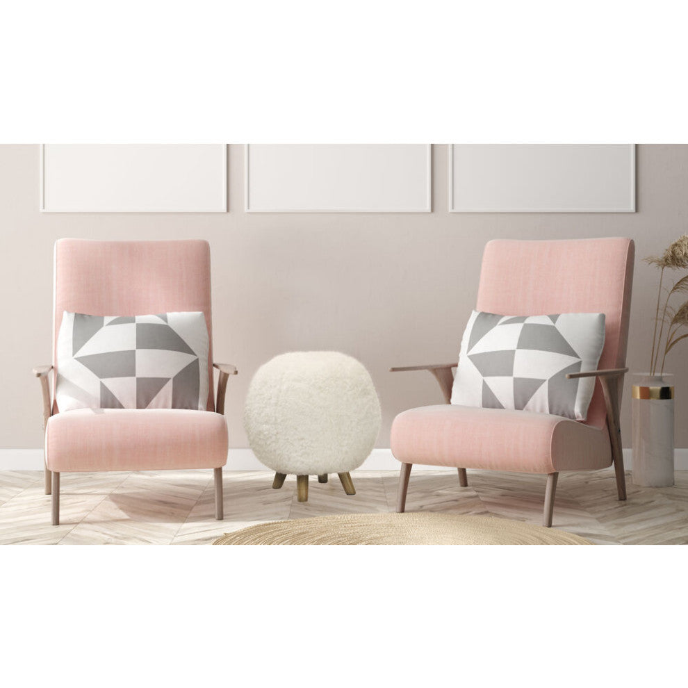 19" Seat Height Plush Pouf Ottoman, White With 4 Spindle Legs Furniture