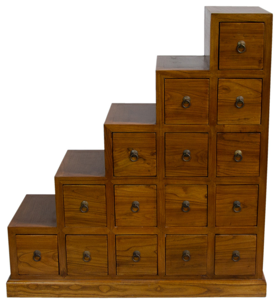 Reclaimed Wood Tansu Japanese Style Step Chest