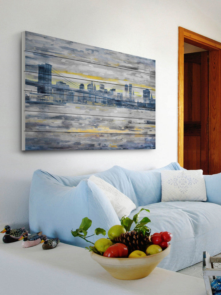"From Across the Water" Print on White Wood, 45"x30"