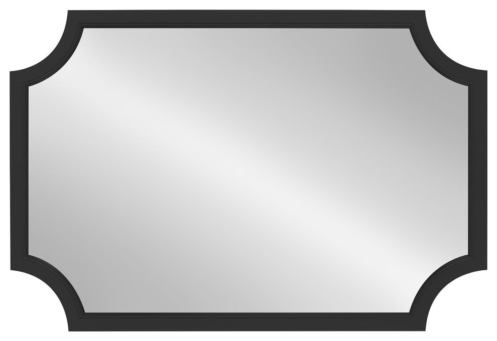 Kate and Laurel, Hogan Wood Framed Mirror With Scallop Corners, 24 x 36", Black