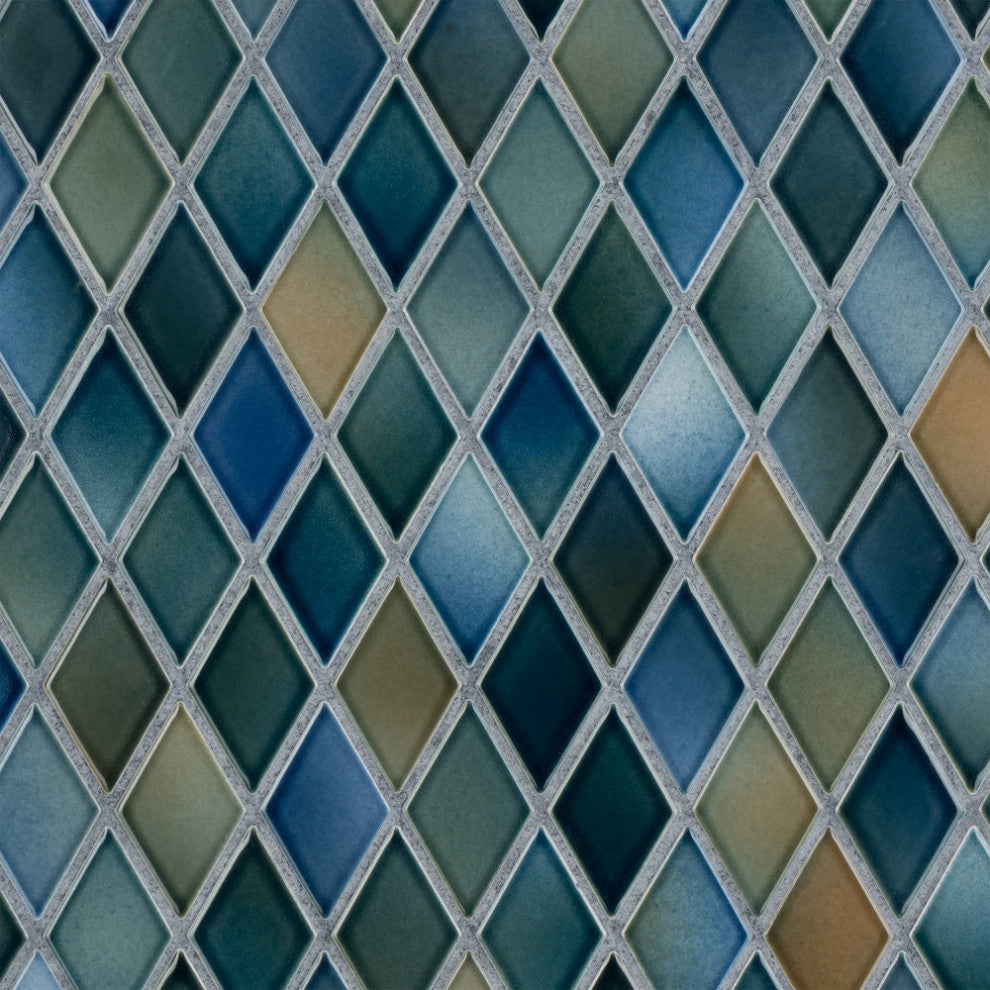 Hudson Kite Porcelain Mosaic Floor and Wall Tile, Lagoon