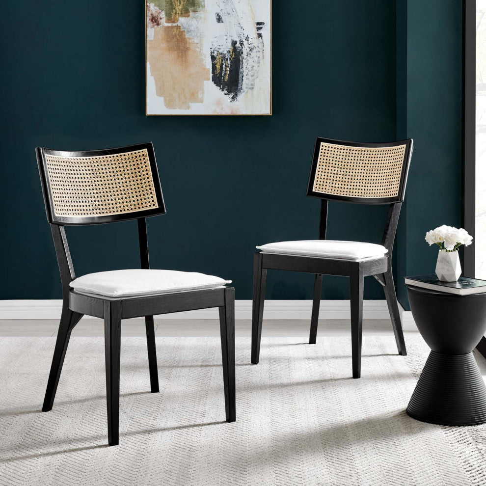 Caledonia Wood Dining Chair Set of 2, Black White
