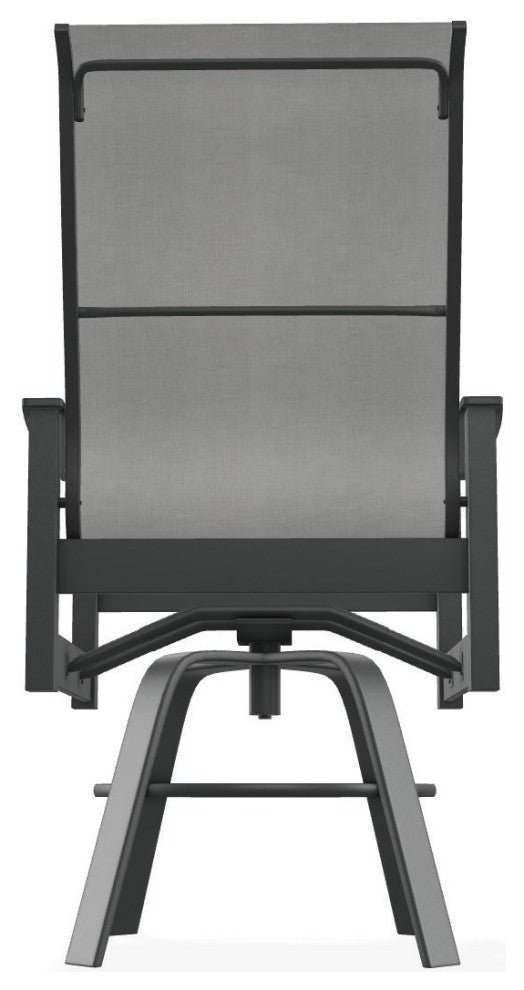 Leeward Sling Balcony Height Outdoor Swivel Armchair, Alloy/Graphite