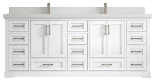 Boston 84 Double Sink Bath Vanity in White 2" White Quartz