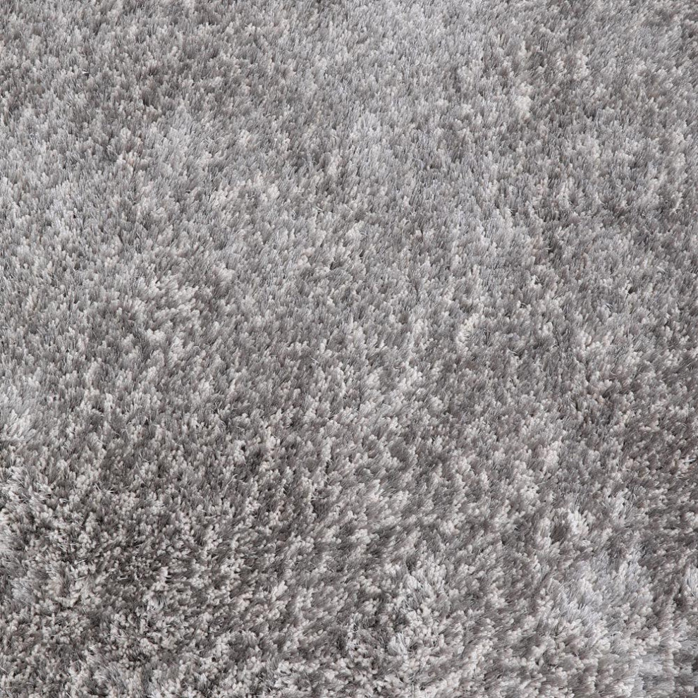 HAND TUFTED SHAG POLYESTER ECO-FRIENDLY AREA RUGS -Gray White Color,Solid Design