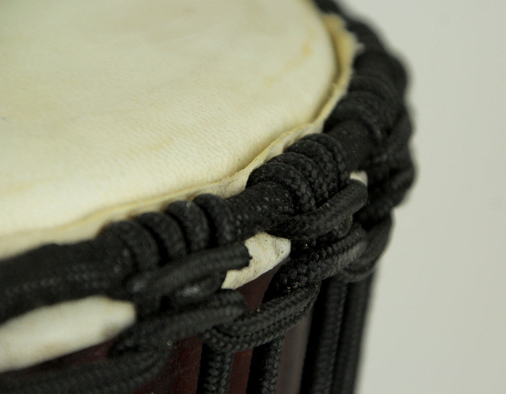 Hand Carved Wood Djembe Hand Drum 16 Inch Tall, Black