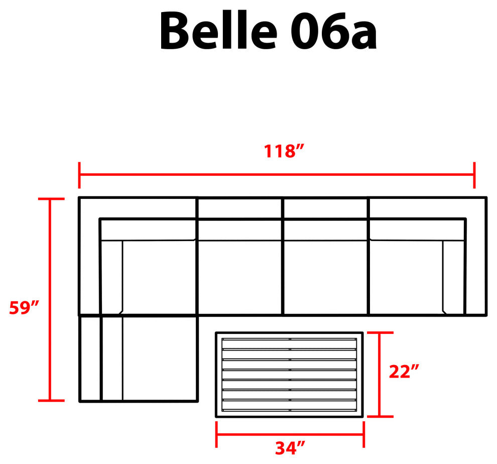 Belle 6 Piece Outdoor Wicker Patio Furniture Set 06a