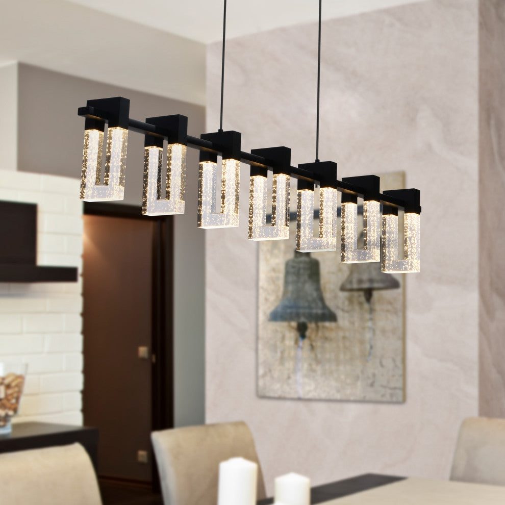 Sorrento 40" 7 Shades ETL Certified Integrated LED Linear Chandelier, Black