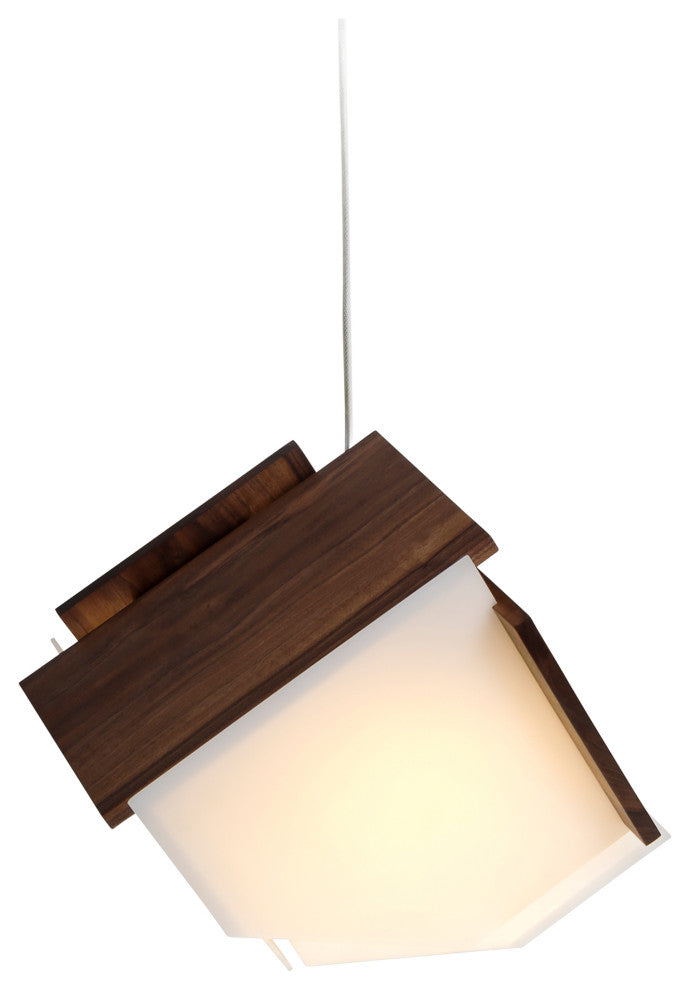 Mica L 1-Light Pendant, Wood: Dark Stained Walnut, Led