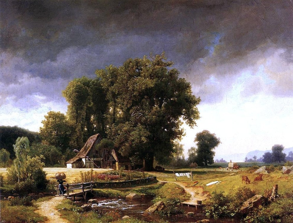 Albert Bierstadt Westphalian Landscape, 21"x28" Wall Decal Print