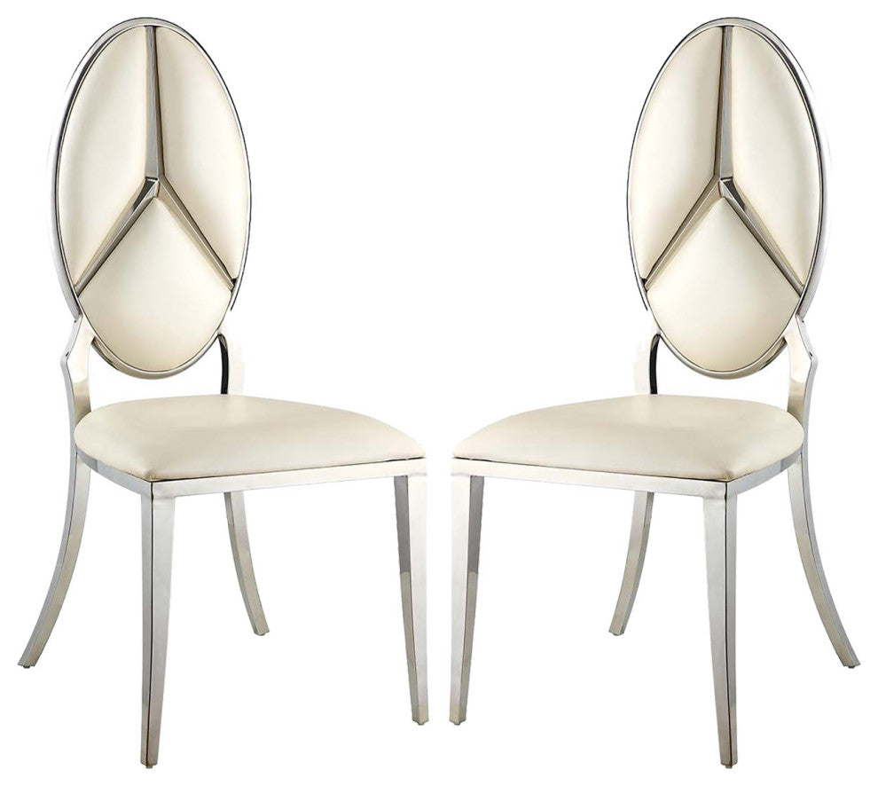 Set of 2 PU Side Chair, Beige