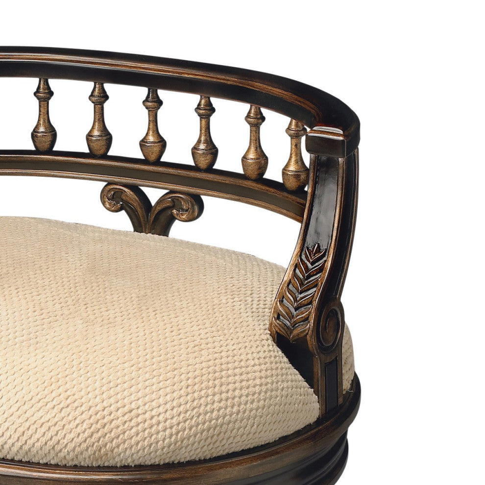 Vintage Black and Brown Vanity Seat