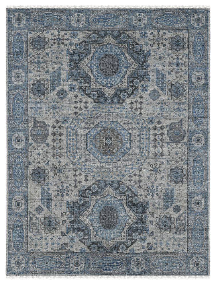 Divine Toluca Area Rug, Blue, 9' x 12', Bordered